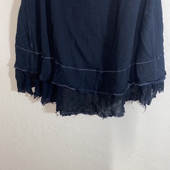 Free People peachy oversized distressed trim black v neck boho tank top - Picture 6 of 7